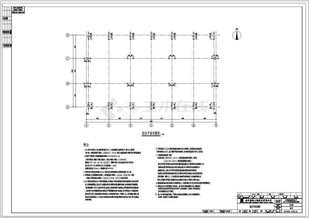 单层排架结构工业仓库结构施工图-图一