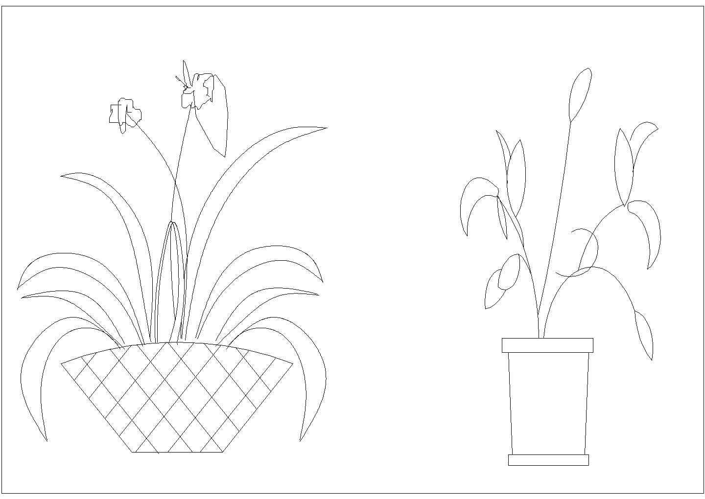 装饰设计室内绿化饰品陈设植物CAD素材图例图库（甲级院设计）