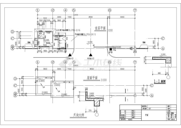 某新样式门卫CAD设计施工图-图一