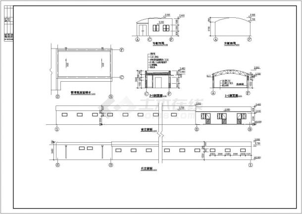 某单层轻钢结构自行车车棚设计cad建筑施工图（标注详细）-图二