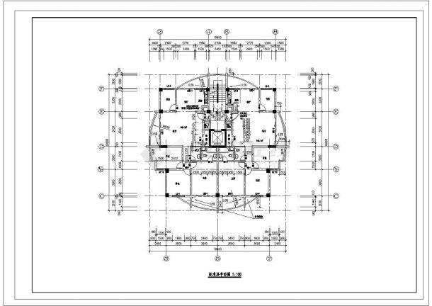 高层住宅楼施工平面图(CAD，7张图纸)-图二