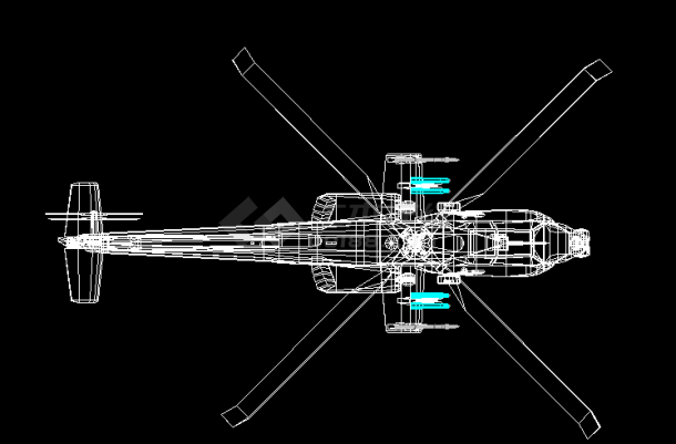 典型直升飞机设计cad三维模型图纸（标注详细）-图一
