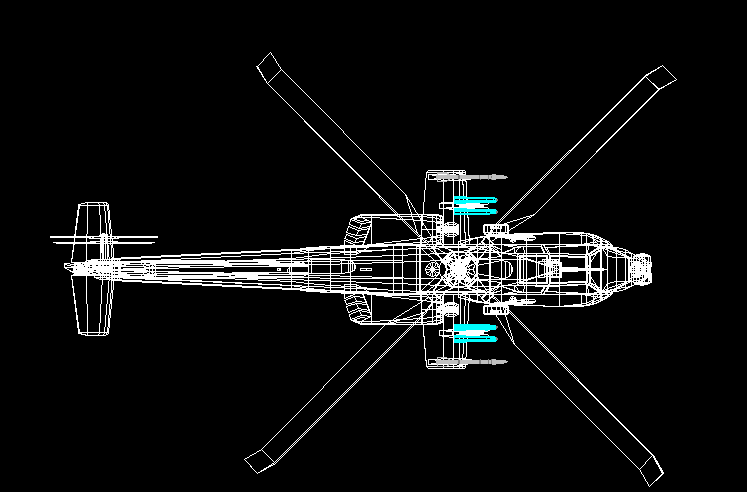 典型直升飞机设计cad三维模型图纸（标注详细）