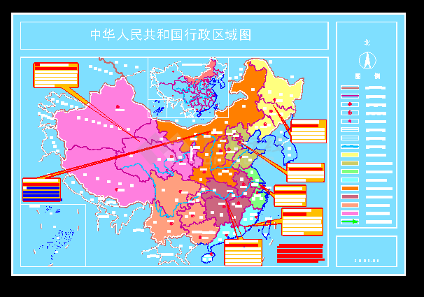 经典中国行政区划图(中国地图CAD版）（标注详细）-图一