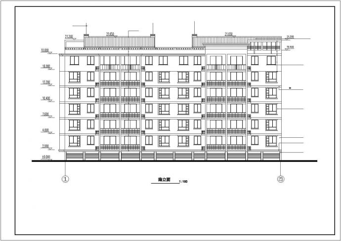 成都市富兰花园小区6层砖混结构住宅楼建筑设计CAD图纸_图1