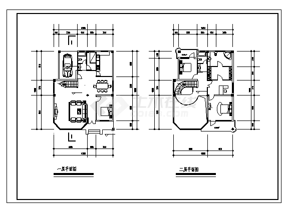 354平方米三层A型别墅建筑施工cad图，共八张-图二