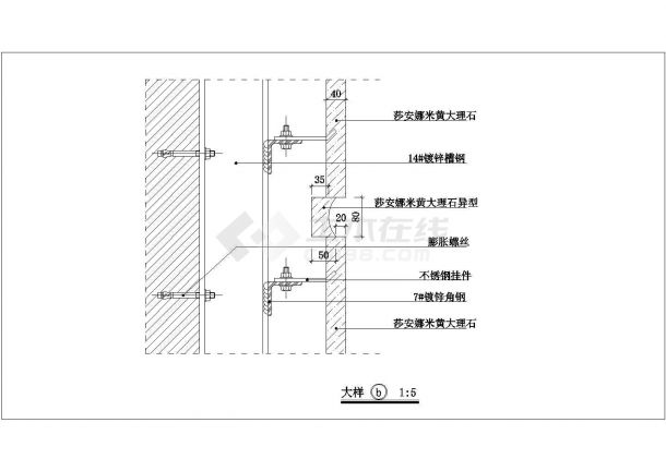 某大型标准建筑大理石包柱详细设计施工CAD图纸-图二