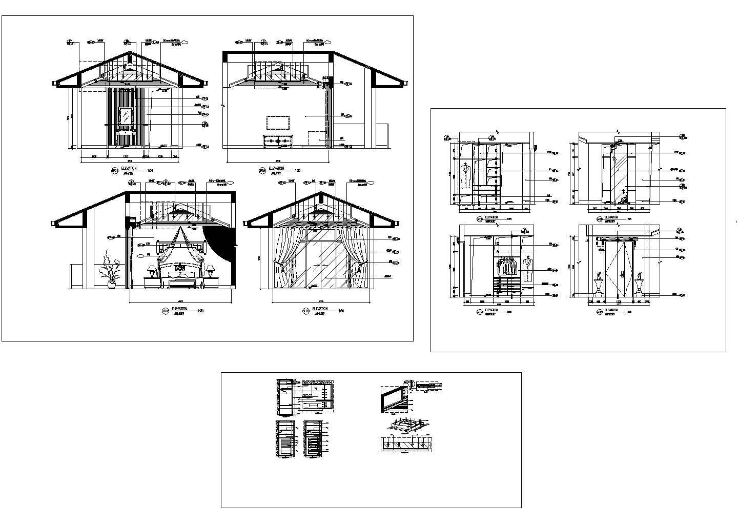 某标准别墅建筑主卧装饰详细设计施工CAD图纸