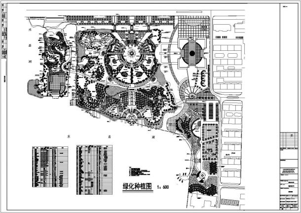 某城市大型文化广场景观绿化种植设计cad总平面施工图（甲级院设计）-图一