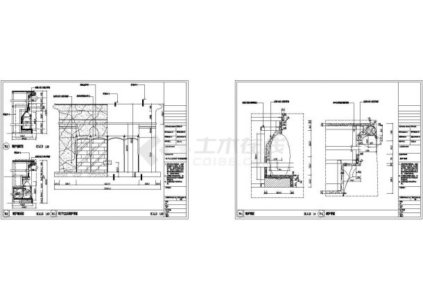 某大型标准美式别墅壁炉装修详细设计施工CAD图纸-图一