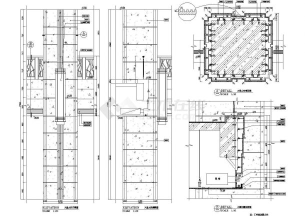某大型标准建筑大堂石材柱详细设计施工CAD图纸-图一