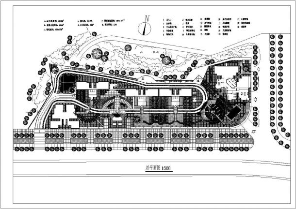 某休闲园林广场景观绿化规划设计cad总平面施工图-图一