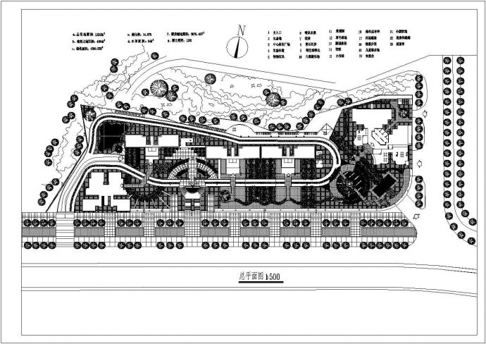 某休闲园林广场景观绿化规划设计cad总平面施工图_图1