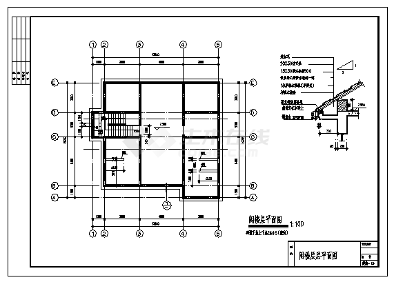 375平方米二层带阁楼框混结构私人别墅建筑施工cad图，共十八张-图二