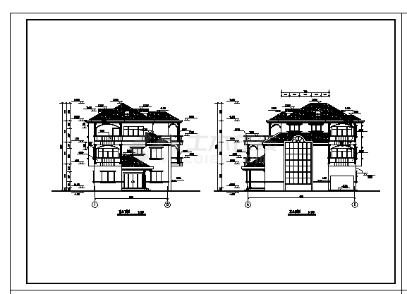 三层框架结别墅全套建筑施工cad图，共十张-图二