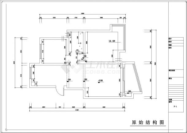 [江苏]常熟现代简约风格一居室装修CAD施工图-图二