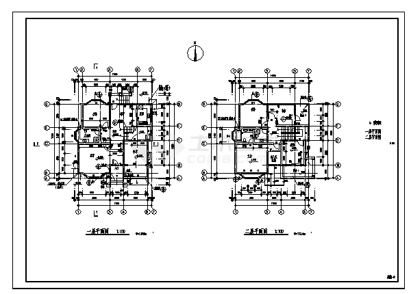 某322平方米三层G型别墅建筑施工cad图，共二十二张-图二