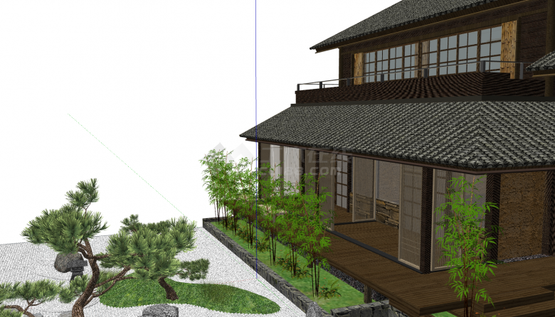 日式简约式住宅建筑su模型-图一