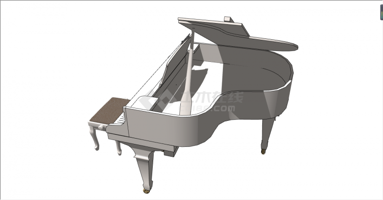 欧式古典高级现代钢琴su模型-图二