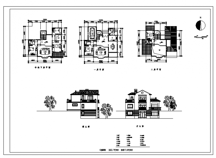 326平方米某二层带地下室M型别墅建筑施工cad图，共八张_图1