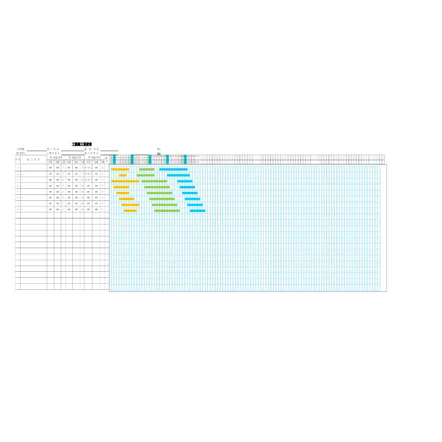 工程施工时间进度表甘特图Excel模板-图二