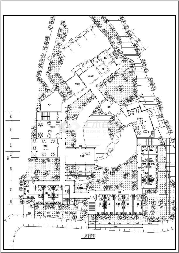 锦云祥客栈（三层框架结构）设计cad建筑方案图-图一