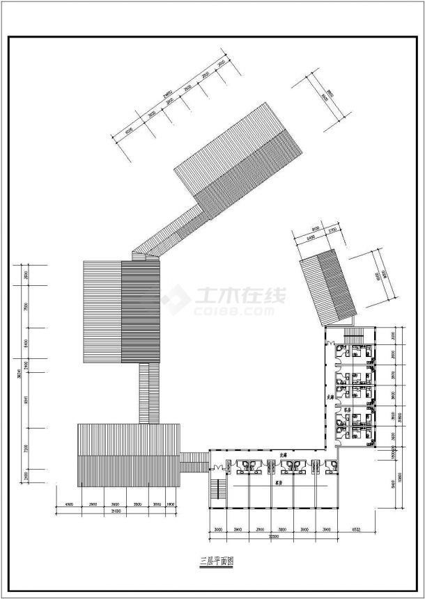 锦云祥客栈（三层框架结构）设计cad建筑方案图-图二