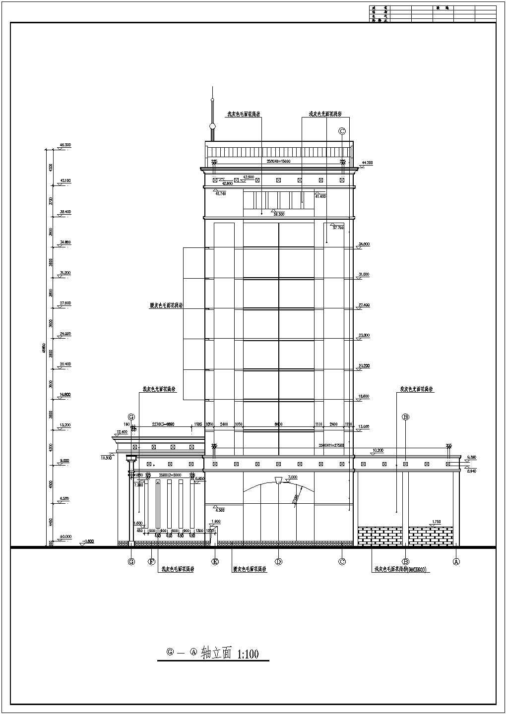 某小高层框架剪力墙结构银行大楼设计cad全套建筑施工图（标注详细）