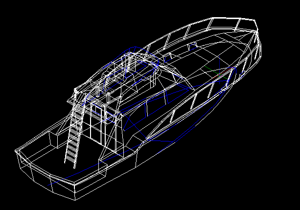 经典游艇设计cad三维模型图（标注详细）
