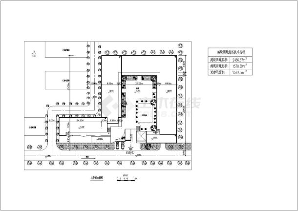 某多层框架结构幼儿园教学楼设计cad全套建施图（含总平面图及经济指标）-图一