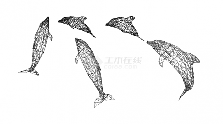 新颖现代海豚几何动物雕塑su模型-图二