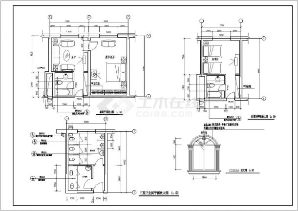 某多层框架结构小型宾馆设计cad建筑方案图（含设计说明）-图二