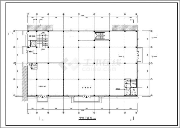 某多层砖混结构小型超市设计cad全套建施图（含总平面图）-图二