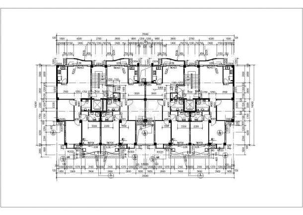 泉州市某小区多栋高层公寓住宅楼标准层平面建筑设计CAD图纸（5张）-图一