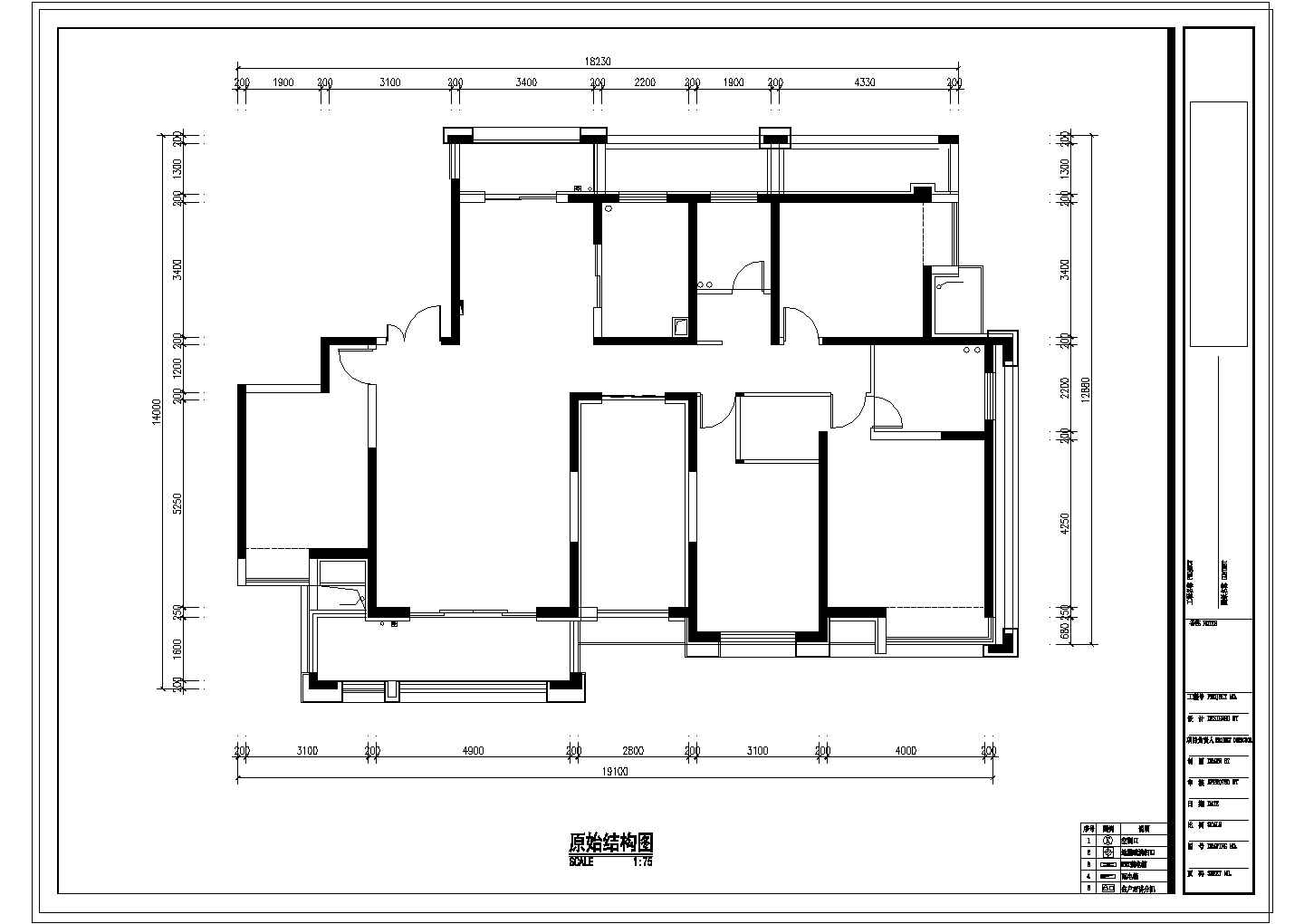 [郑州]精品古典美式五居室装修CAD施工图