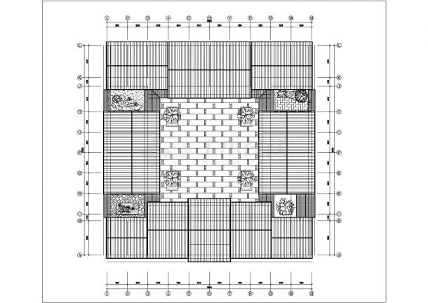 某一层框架结构四合院式办公室设计cad建筑方案图-图二