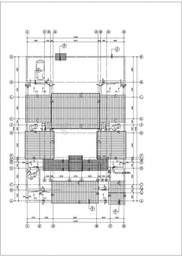 某一层砖混结构古典风格四合院设计cad全套建筑施工图-图一