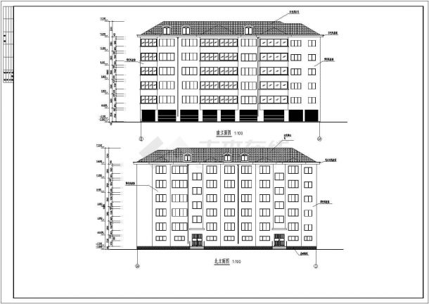 2700平米某五层带阁楼框架结构住宅楼施工cad图(含计算书，毕业设计)-图二