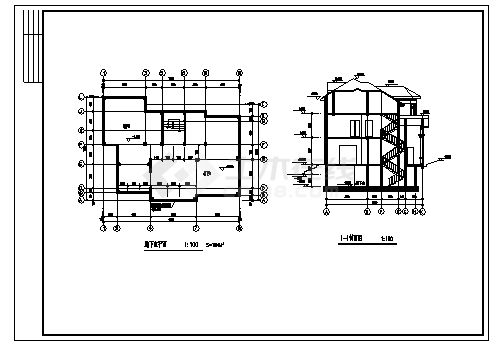 547平方米三层带地下室别墅建筑施工cad图，共九张-图二