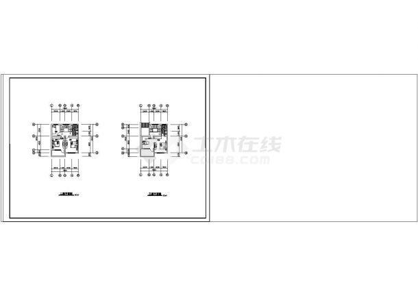 某三层别墅(带庭院)徽派风格建筑平立面CAD图纸-图二