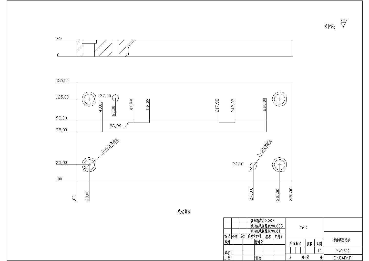 典型Q235锌板模具设计cad总装配图（含技术性能）