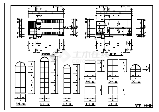 654平方米二层带阁楼度假村别墅建筑施工cad图，共七张-图一