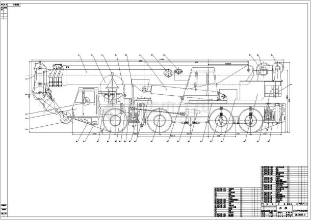 经典QYL100型轮胎起重机设计cad总装图（甲级院设计）-图一