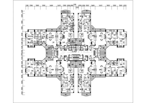 建筑施工图_高层住宅平立面图-图一