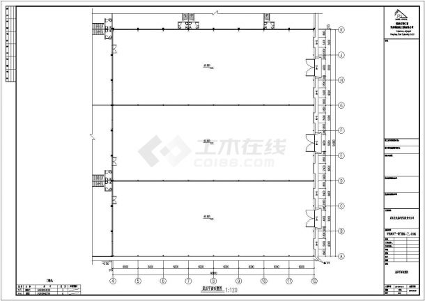 荆门某公司钢结构厂房施工设计CAD图-图二