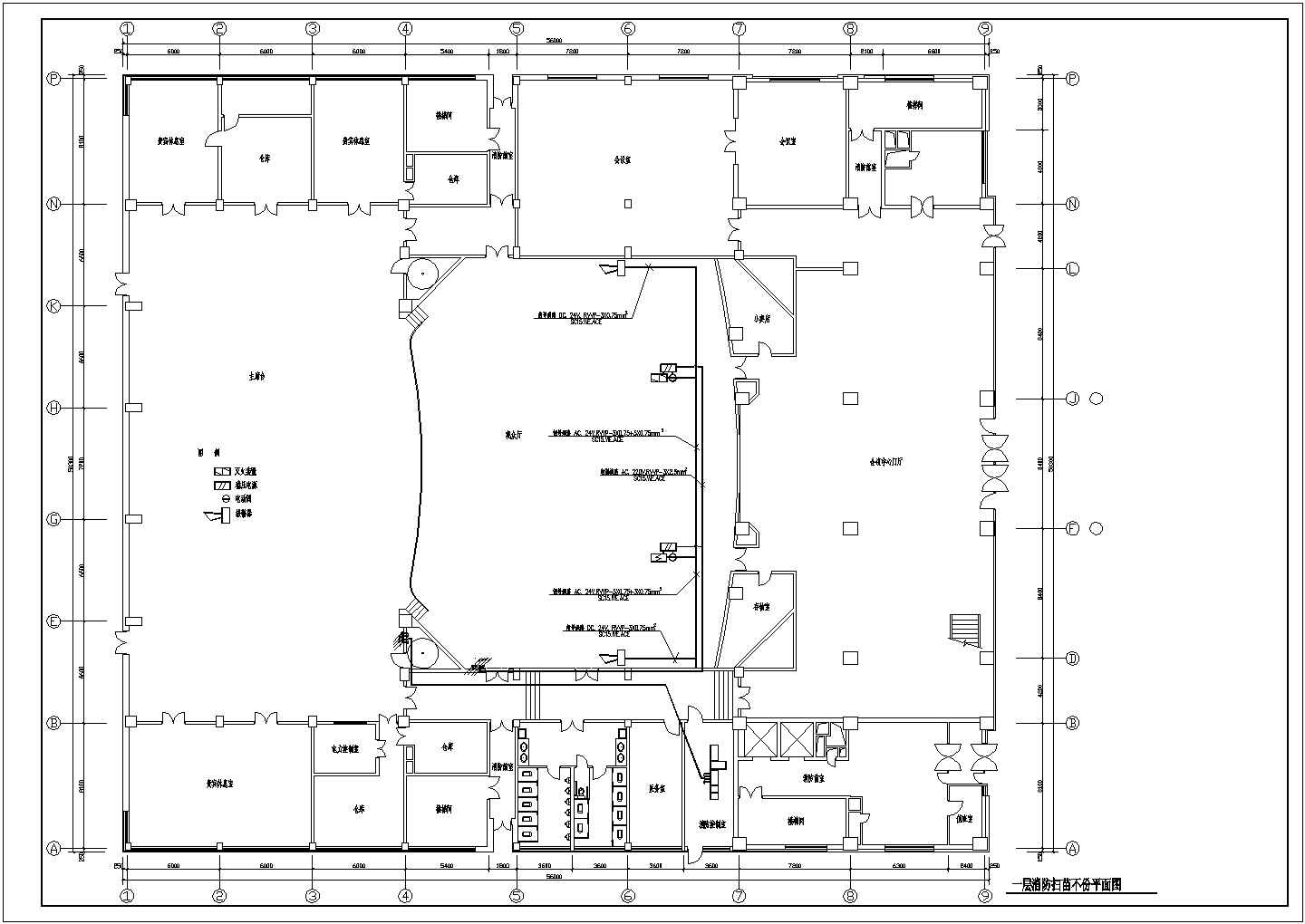 某大型会堂消防CAD平面设计全套施工图纸
