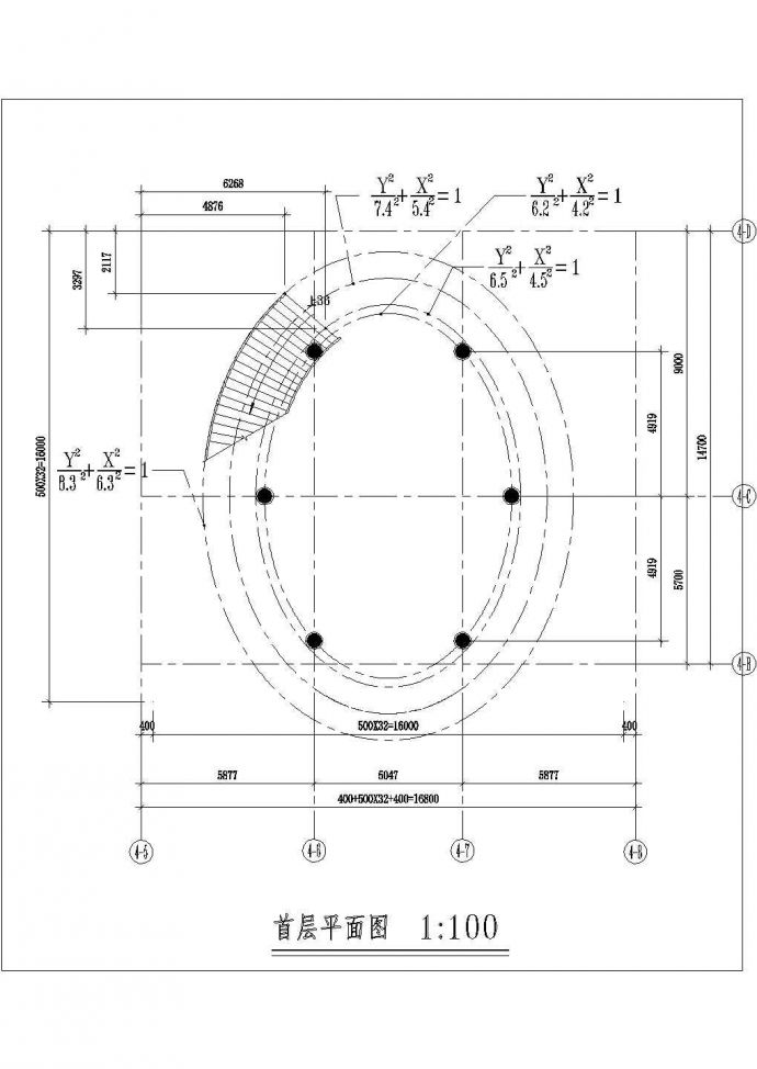 某豪华圆形会所建筑设计全套CAD图_图1