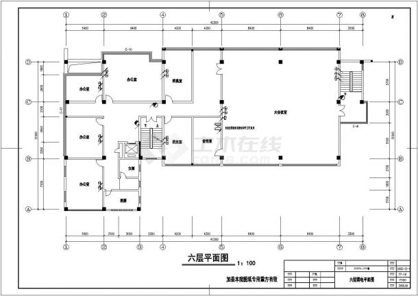 某六层砖混结构办公楼配电设计cad全套电气施工图（含设计说明，含弱电、消防设计）-图一