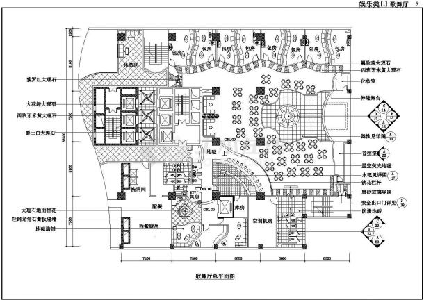 郑州市金水南路某星级酒店内部歌舞厅总平面规划设计CAD图纸-图一
