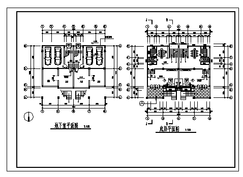 某三层带地下室住宅建筑施工cad图(带跃层设计，共五张)